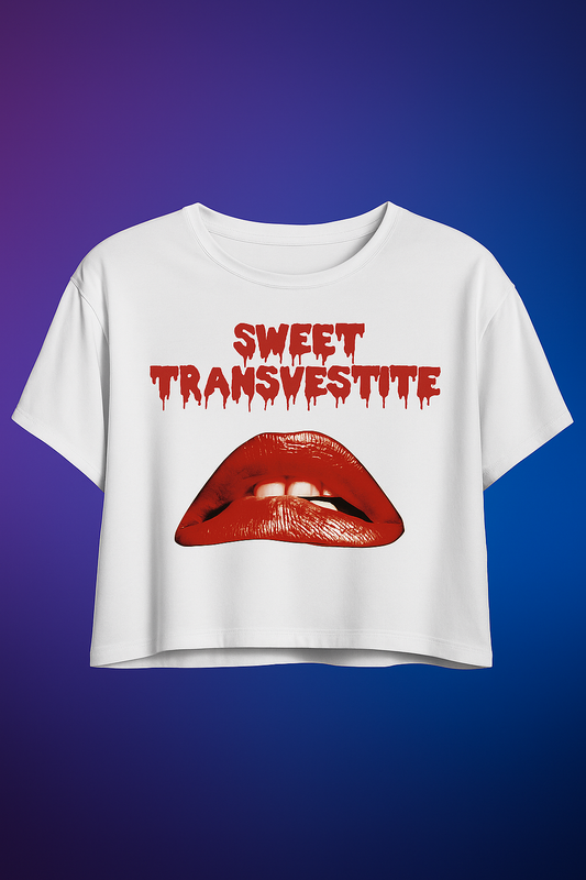 💋 Sweet Transvestite – Cropped Tee Blanca